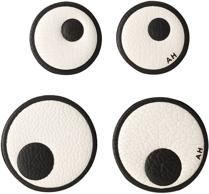 Anya Hindmarch Leather Eye Stickers For Handbag, Chalk ($85)