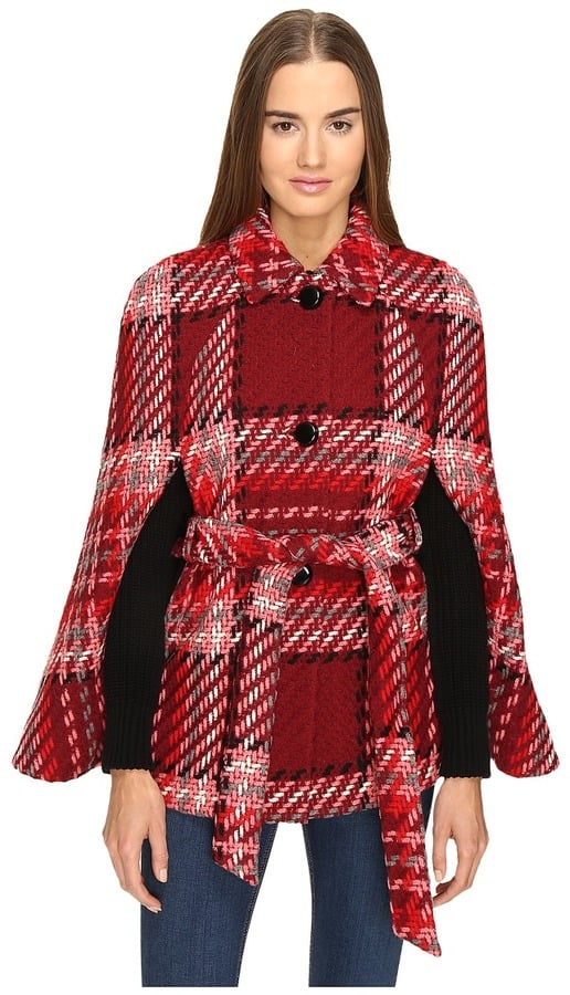 red plaid cape coat