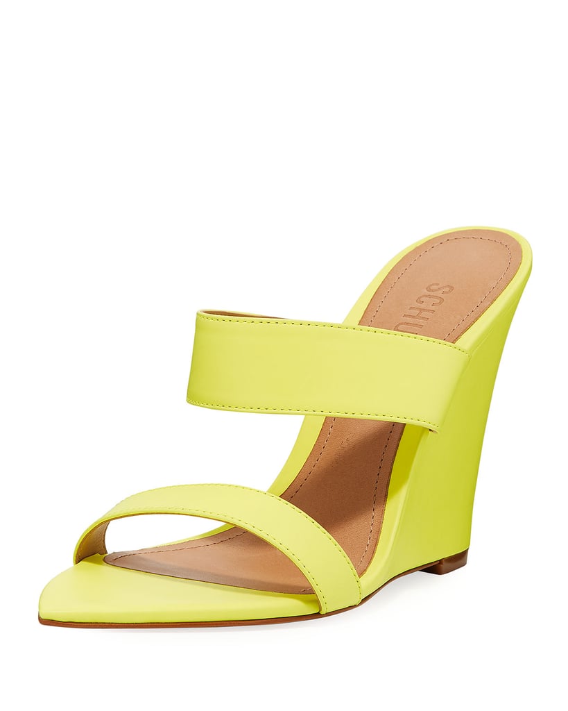 Schutz Soraya Leather Wedge Slide Sandals