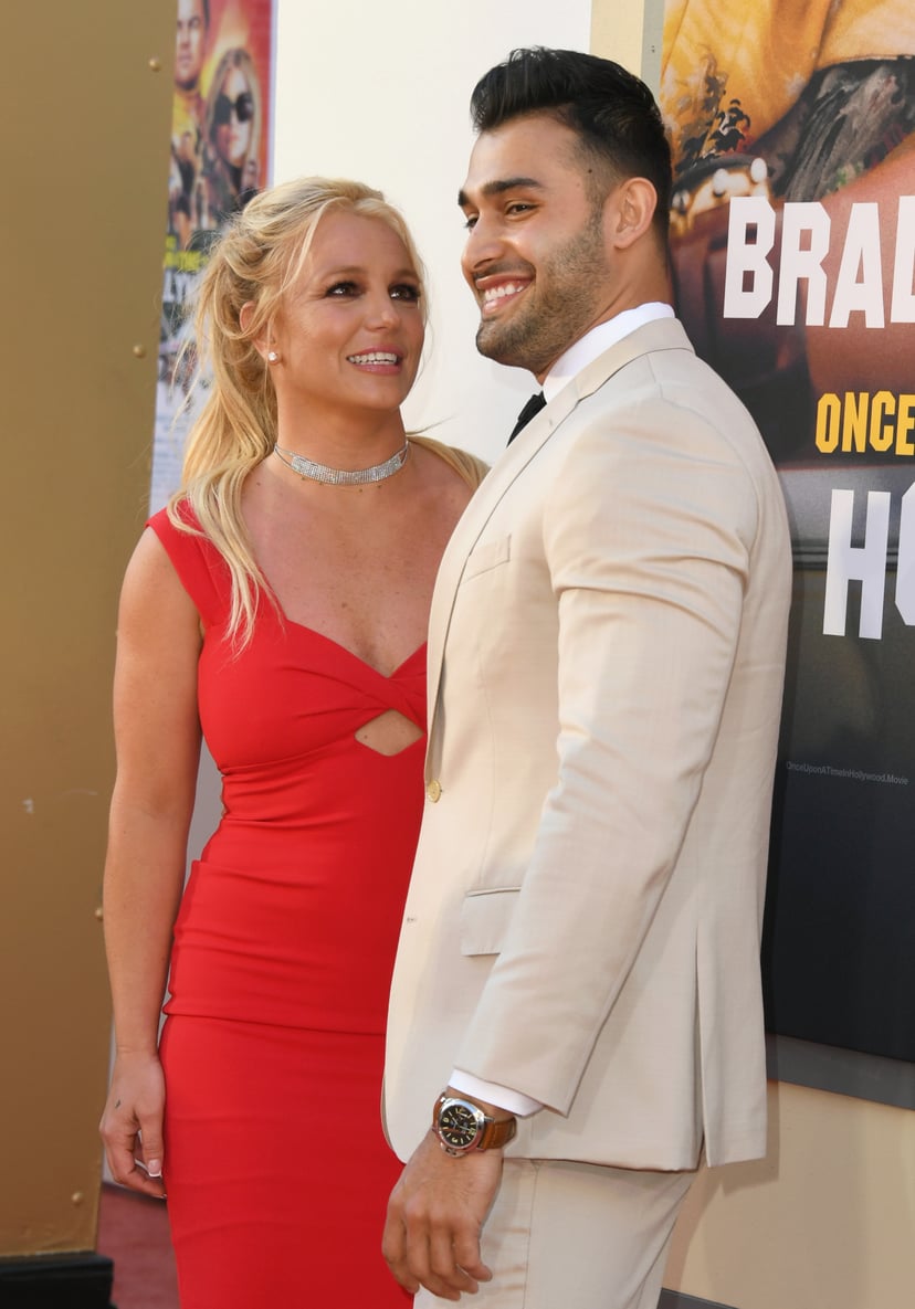 HOLLYWOOD, CALIFORNIA - JULY 22:  Britney Spears and Sam Asghari attend Sony Pictures'