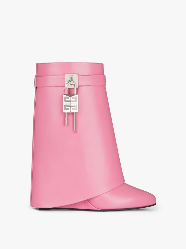 Shop the Givenchy Shark Lock Ankle Boots in Pink Leather
