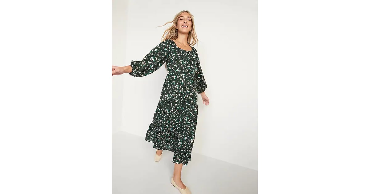 Long sleeve swing dress old on sale navy