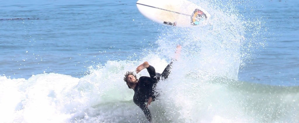 Liam Hemsworth Surfing Shirtless in Malibu June 2018