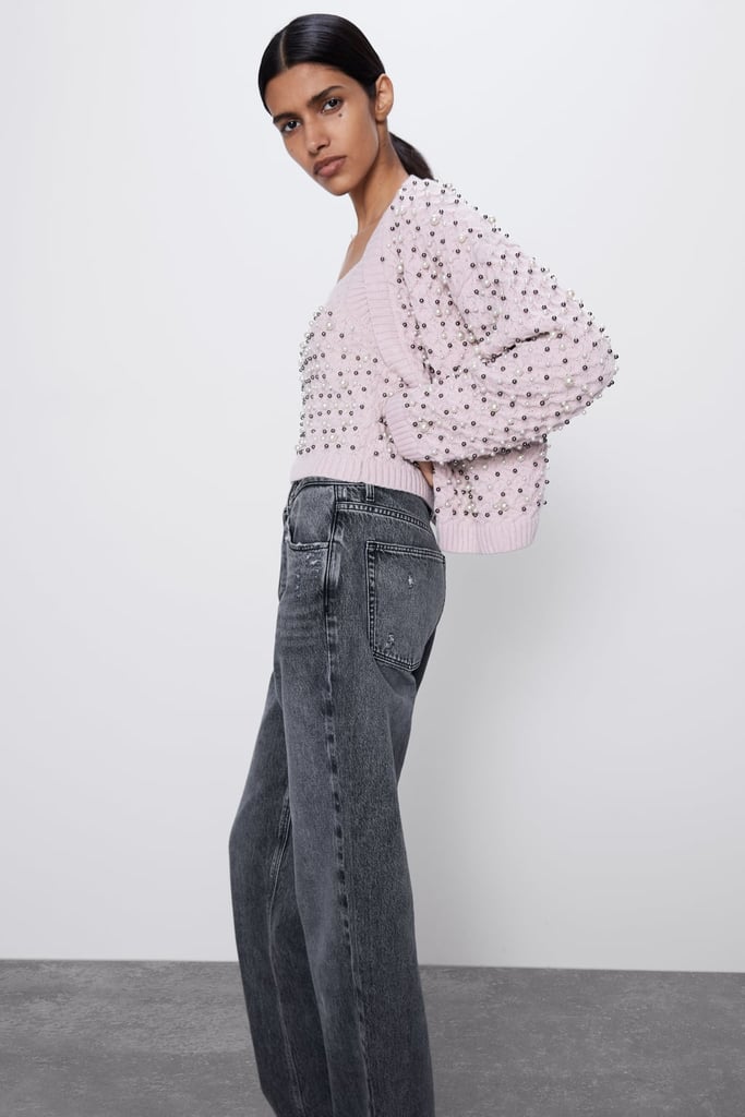 Zara Knitwear Pearl Cardigan Set