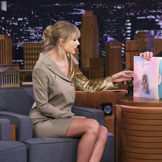 Taylor Swift's Two-Tone Velvet Blazer Dress on Fallon