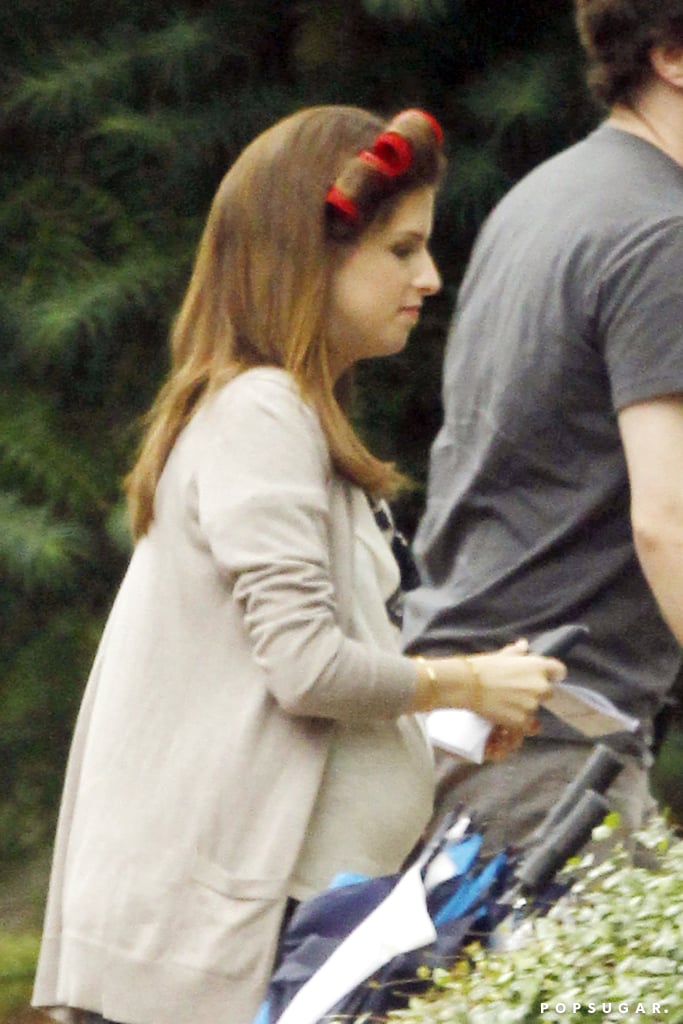 Anna Kendrick sported a fake baby bump while filming scenes for The Hollars in Jackson, MS, on Friday.