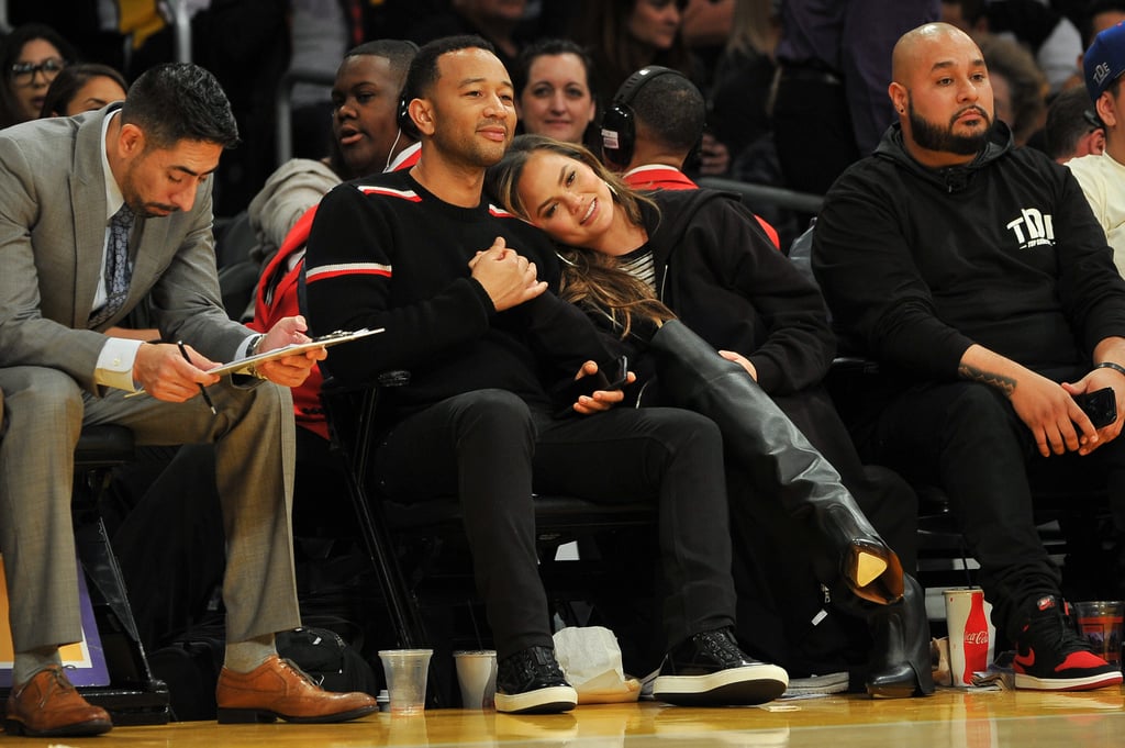 Chrissy Teigen and John Legend at LA Lakers Game Nov. 2017