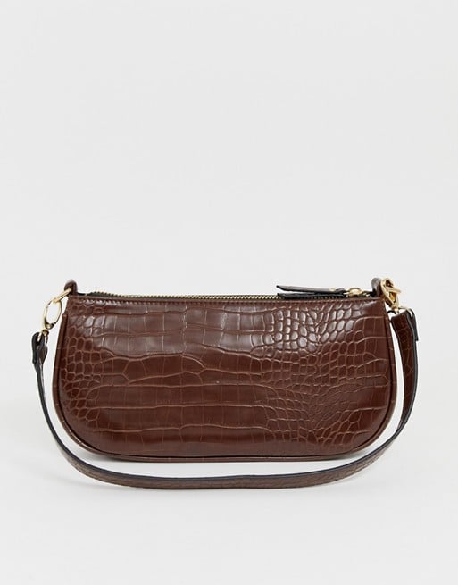 Brown croc outlet shoulder bag
