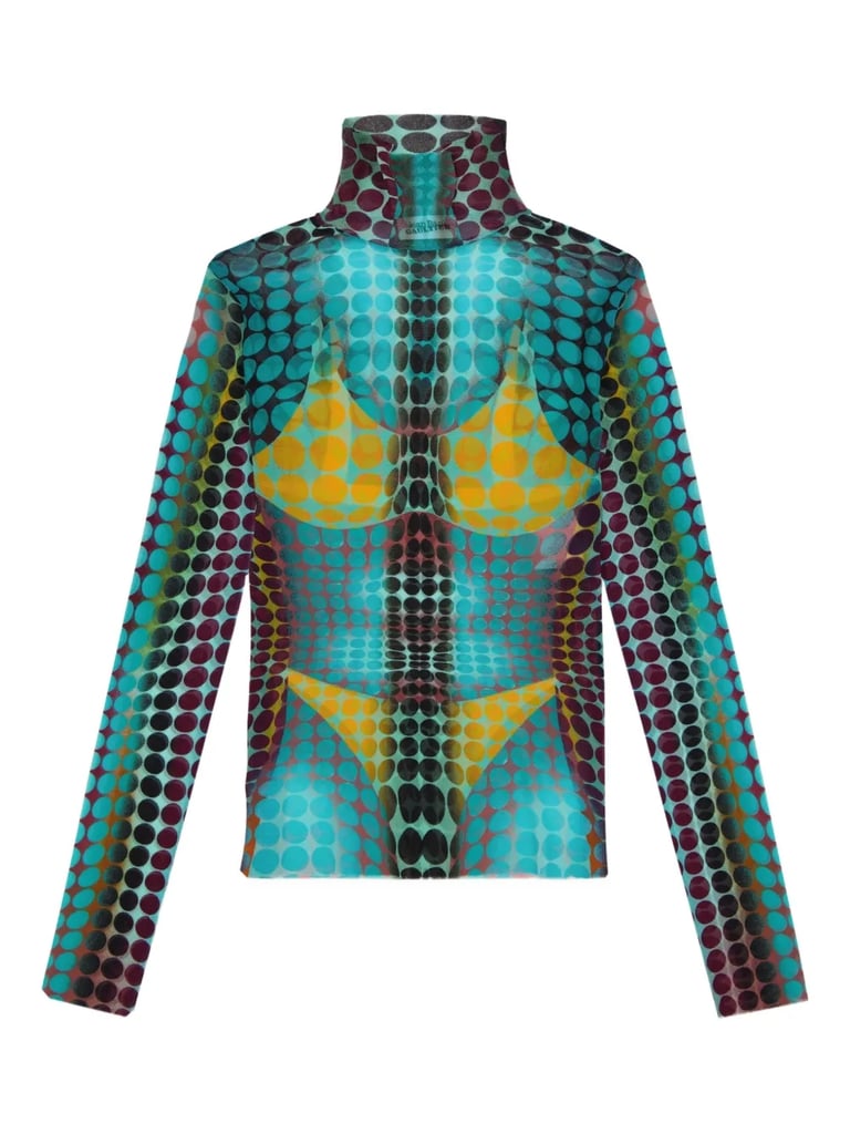 Jean Paul Gaultier High-Neck Dots Print Top