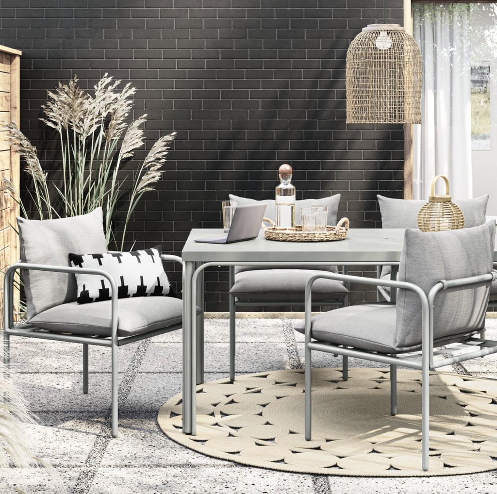 A Modern Patio Set: Project 62 Timo Knife Edge Patio Dining Table and Dining Chairs