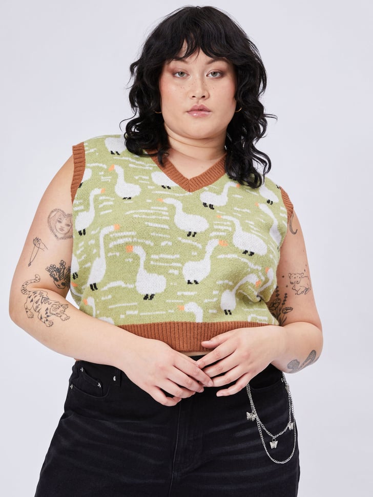 Best Patterned Sweater Vest For Women Cider Duck Pattern Contrasting