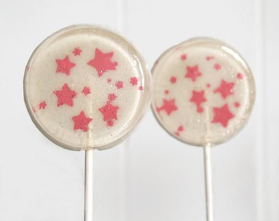Pink Stars Wedding Favour Lollipops Set