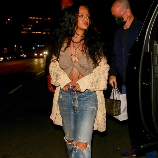 Rihanna Wears a Chunky Cardigan and Baggy Jeans to Dinner
