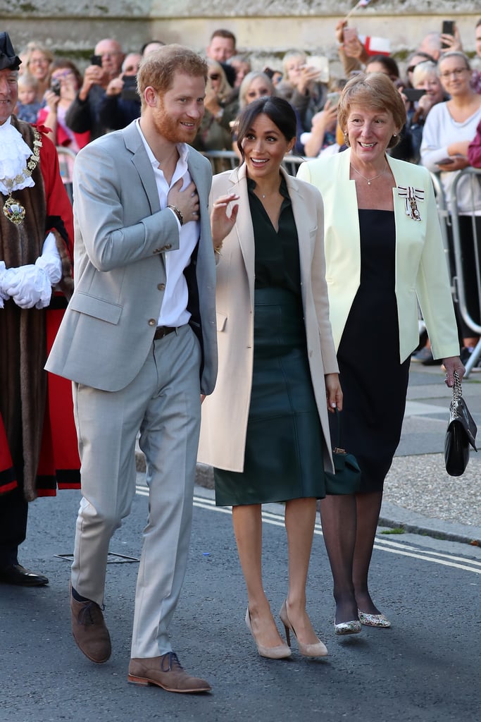 Meghan Markle's Green Hugo Boss Leather Skirt