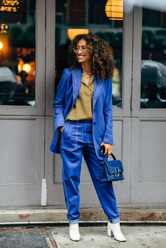 Finish Off Your Blue Suit With White Leather Ankle Boots
