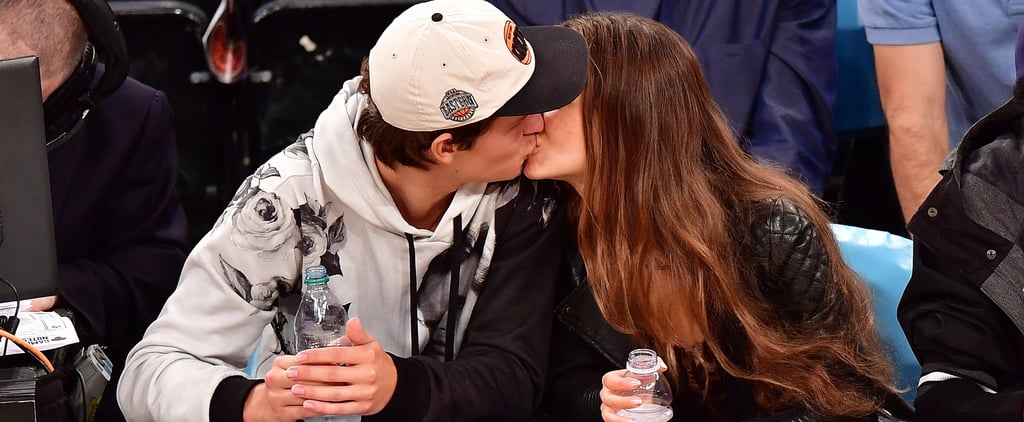 Ansel Elgort Kissing Violetta Komyshan at Knicks Game 2016