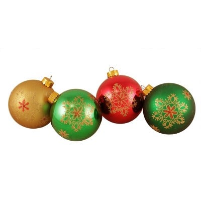 Sterling 4ct Glittered Snowflake Shatterproof Christmas Ball Ornament Set