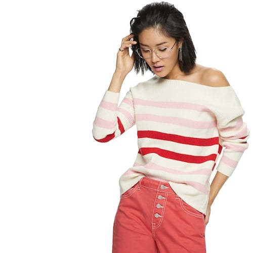 POPSUGAR Striped Oversized Boatneck Sweater