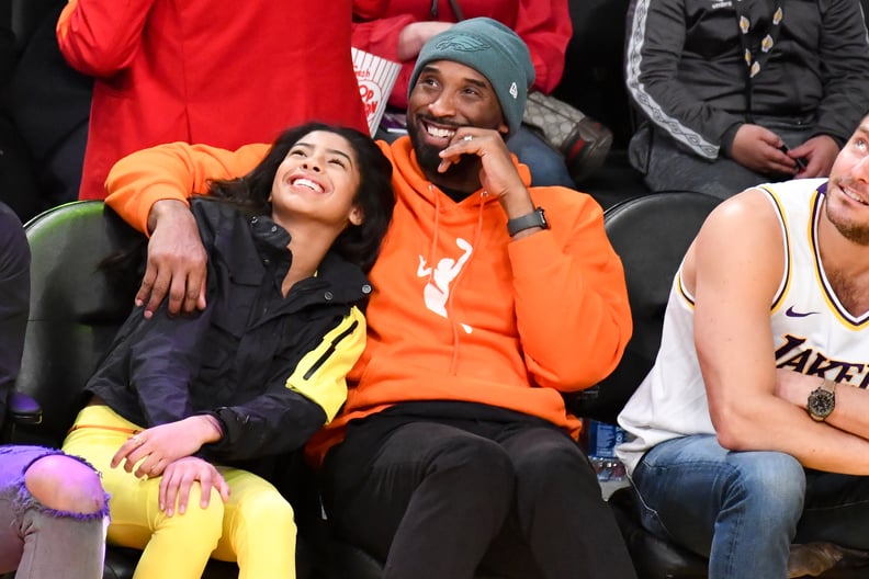 LOS ANGELES, CALIFORNIA - DECEMBER 29: Kobe Bryant and daughter Gianna Bryant attend a basketball game between the Los Angeles Lakers and the Dallas Mavericks at Staples Center on December 29, 2019 in Los Angeles, California. (Photo by Allen Berezovsky/Ge