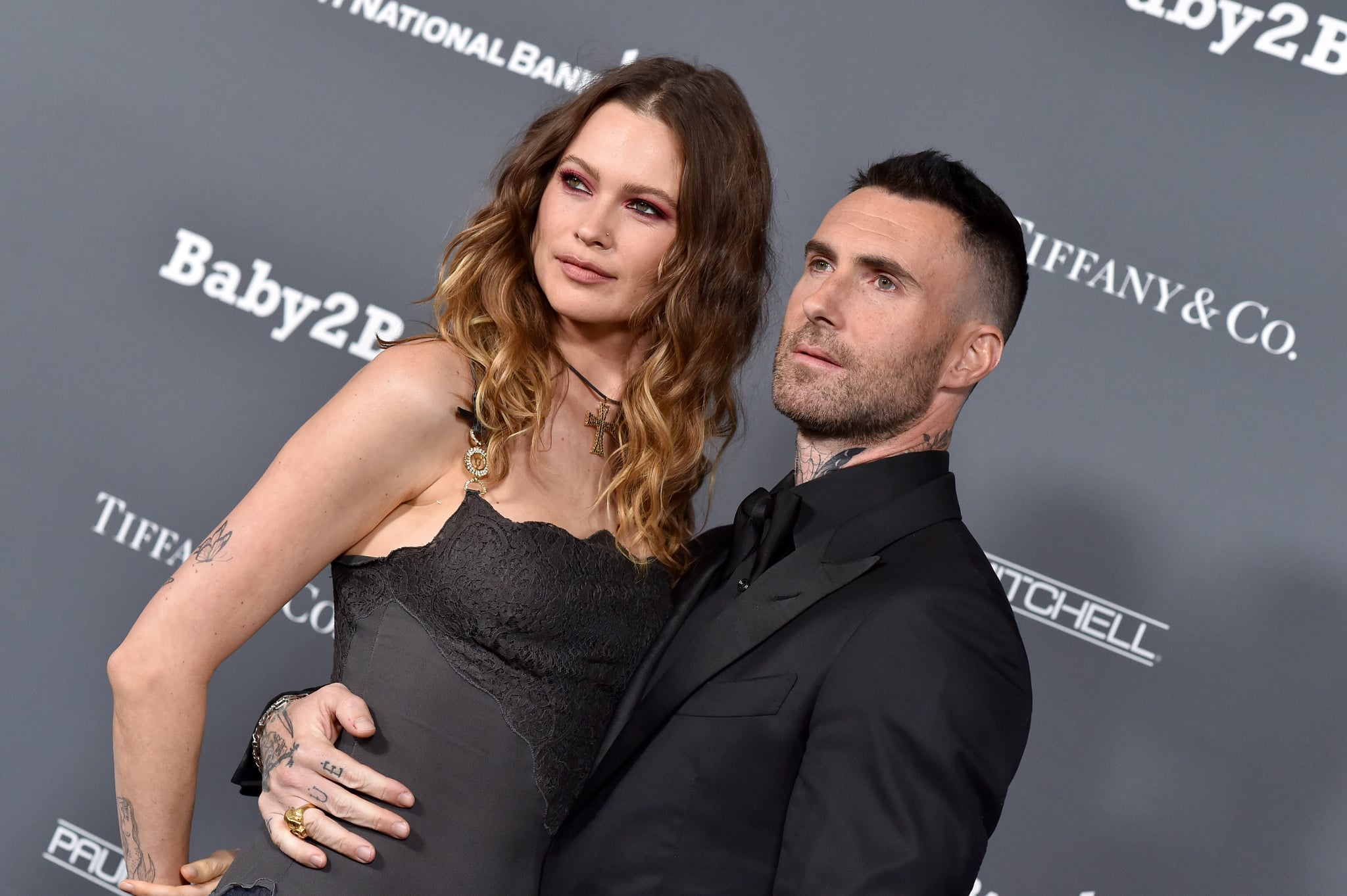 Behati Prinsloo and Adam Levine at the Baby2Baby 10-Year Gala Presented by Paul Mitchell at Pacific Design Centre in West Hollywood, CA.