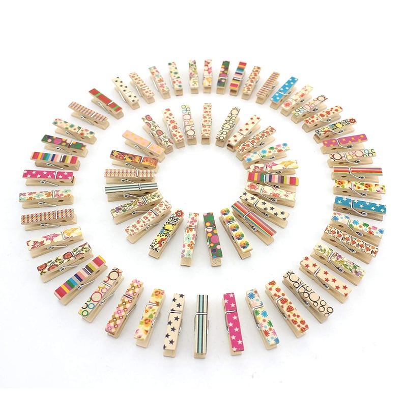 100 Mini Clothespins, Wood Clothespins, Gold, Tiny Clothespins