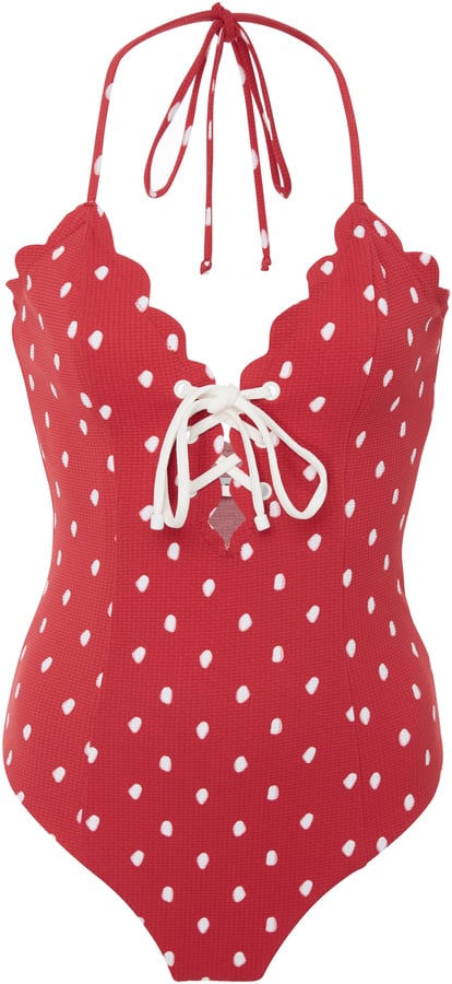 Marysia Swim Broadway Polka Dot Lace Up Maillot Swimsuit