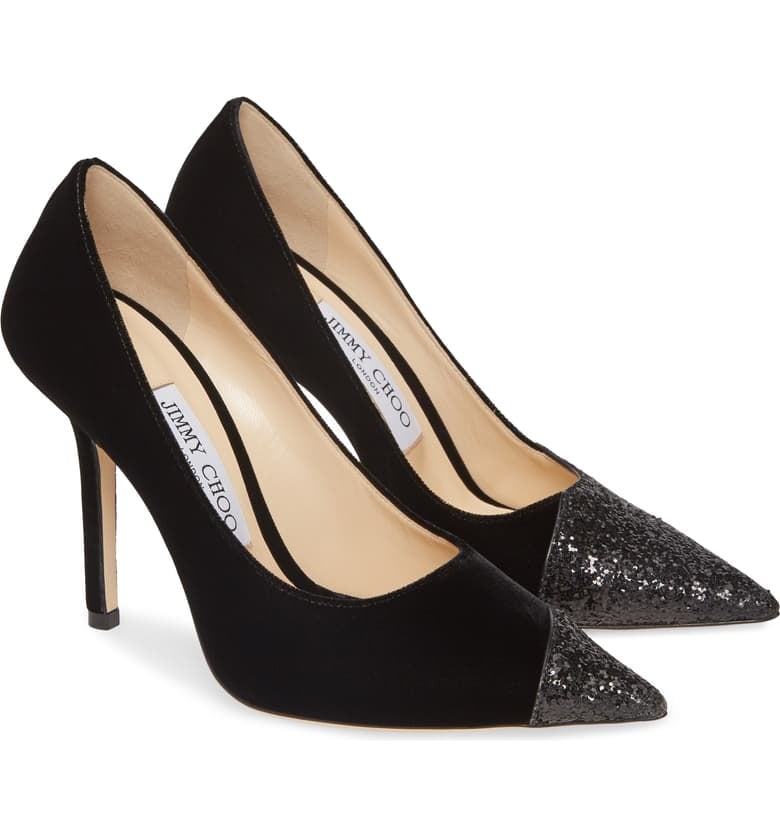 Jimmy Choo Love Asymmetrical Cap Toe Pumps