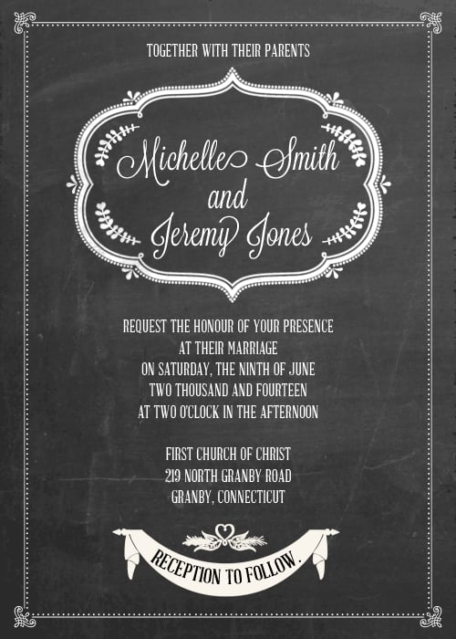 Chalkboard Wedding Invitation