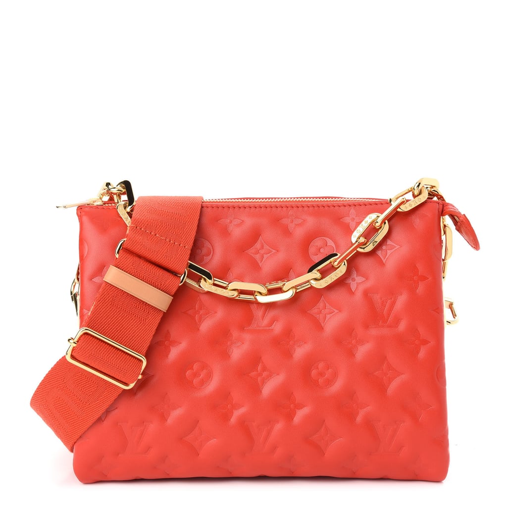 Pre-Owned Louis Vuitton Lambskin Embossed Monogram Coussin PM Red ($3,795)