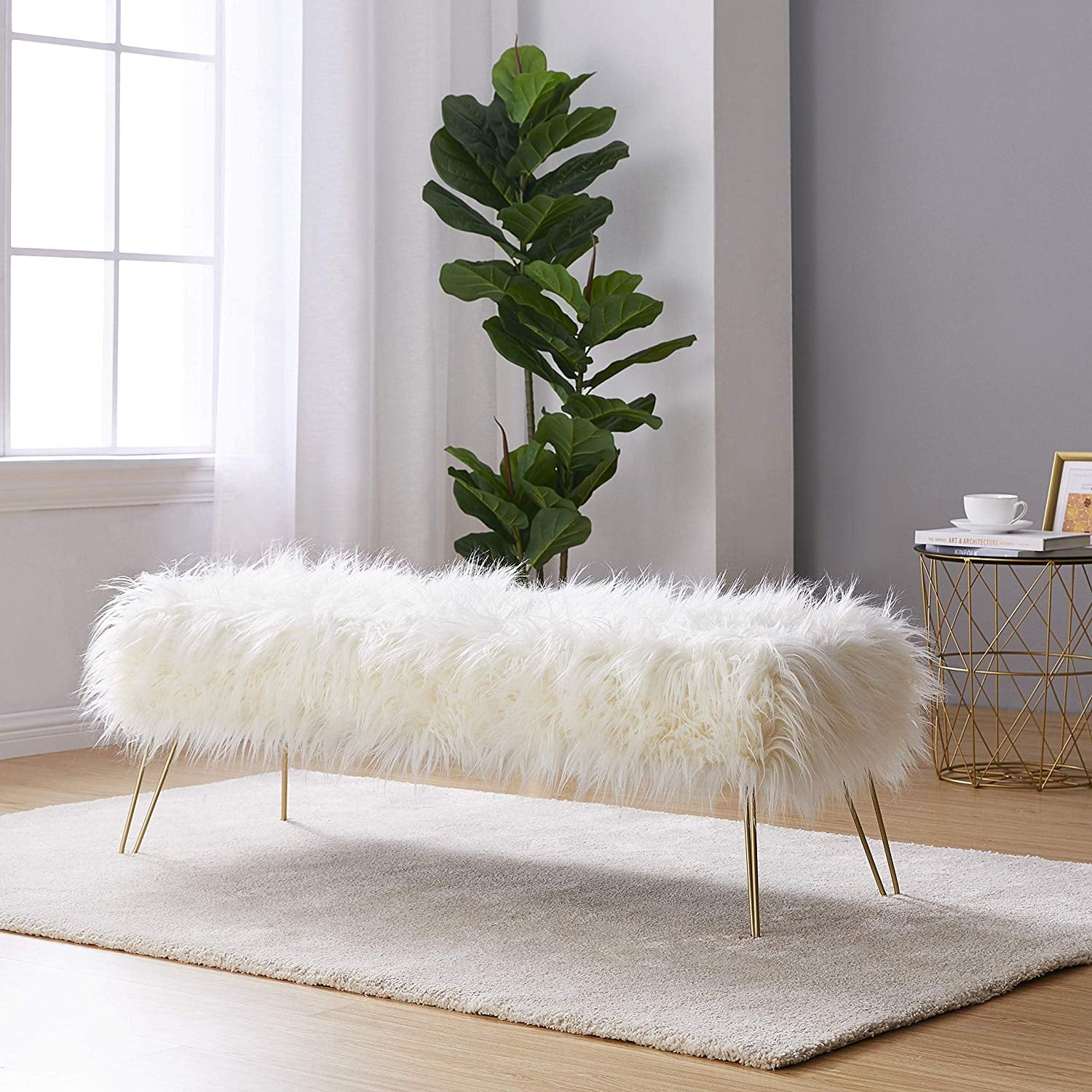 Ornavo Home Modern Contemporary Faux Fur Bench The Most Affordable Furniture From Amazon Under 200 Popsugar Home Australia Photo 15