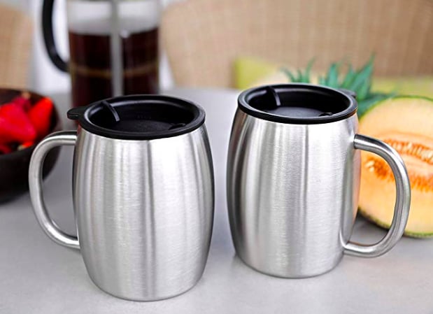 Avito Stainless Steel Coffee Mugs with Lids