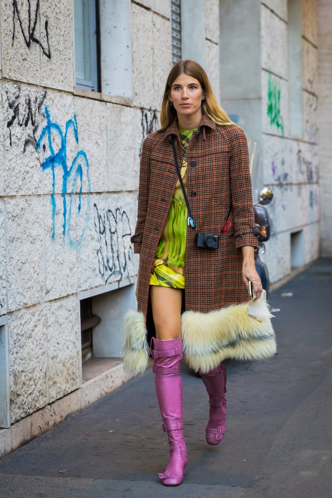 Fuzzy flannel looks even more lavish with the addition of added texture. A furry hemline, for example, does the trick.