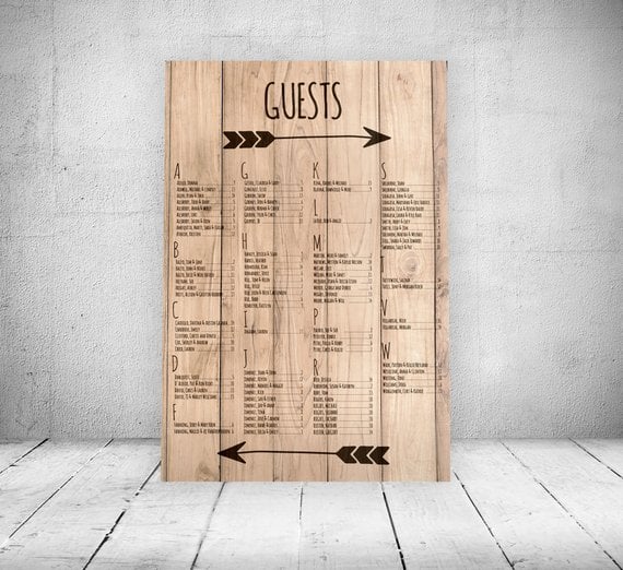 Wood Plank Wedding Seating Chart