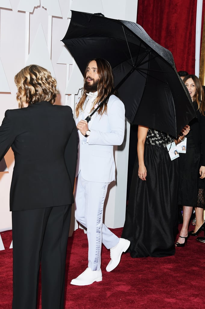 Jared Leto Standing in the Rain at the Oscars 2015