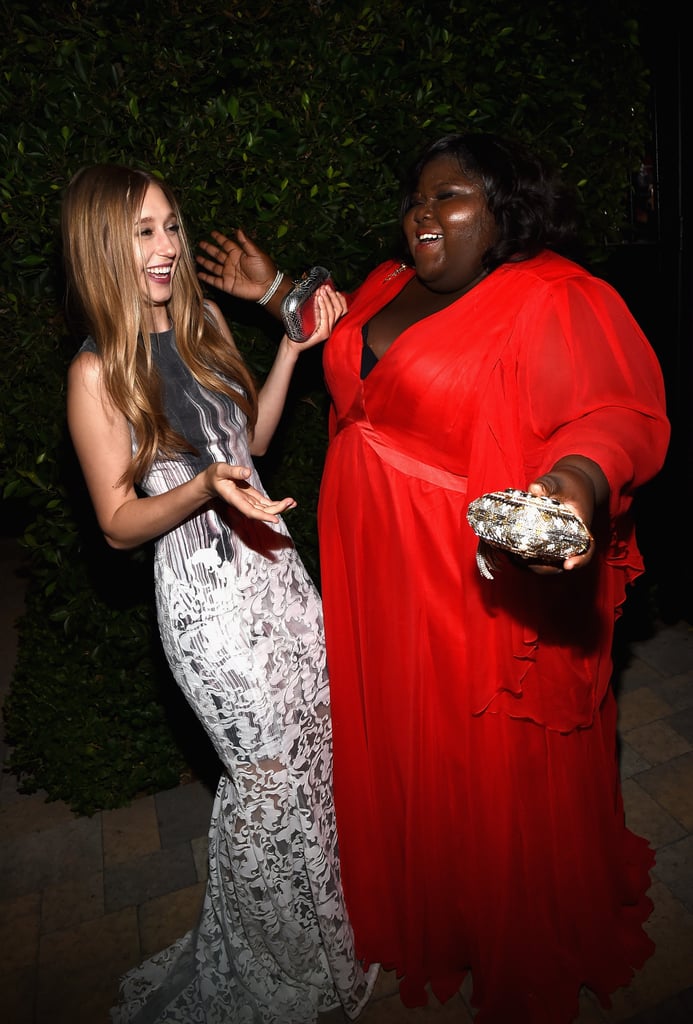 American Horror Story: Coven costars Taissa Farmiga and Gabourey Sidibe greeted each other at the Fox/FX afterparty.