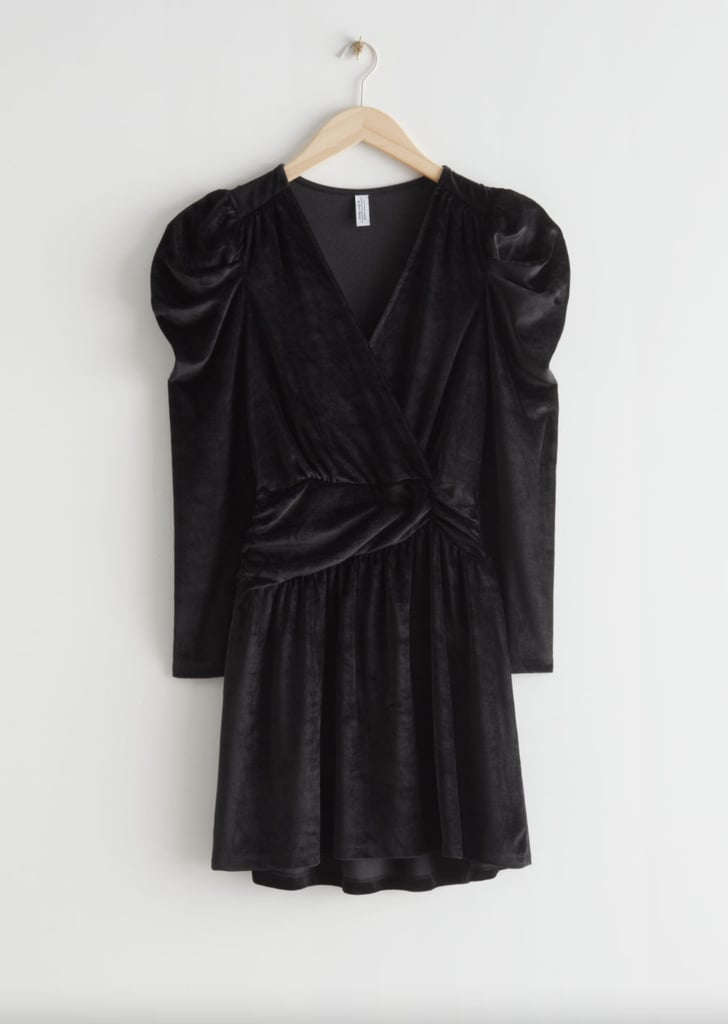 & Other Stories Draped Velvet Mini Dress