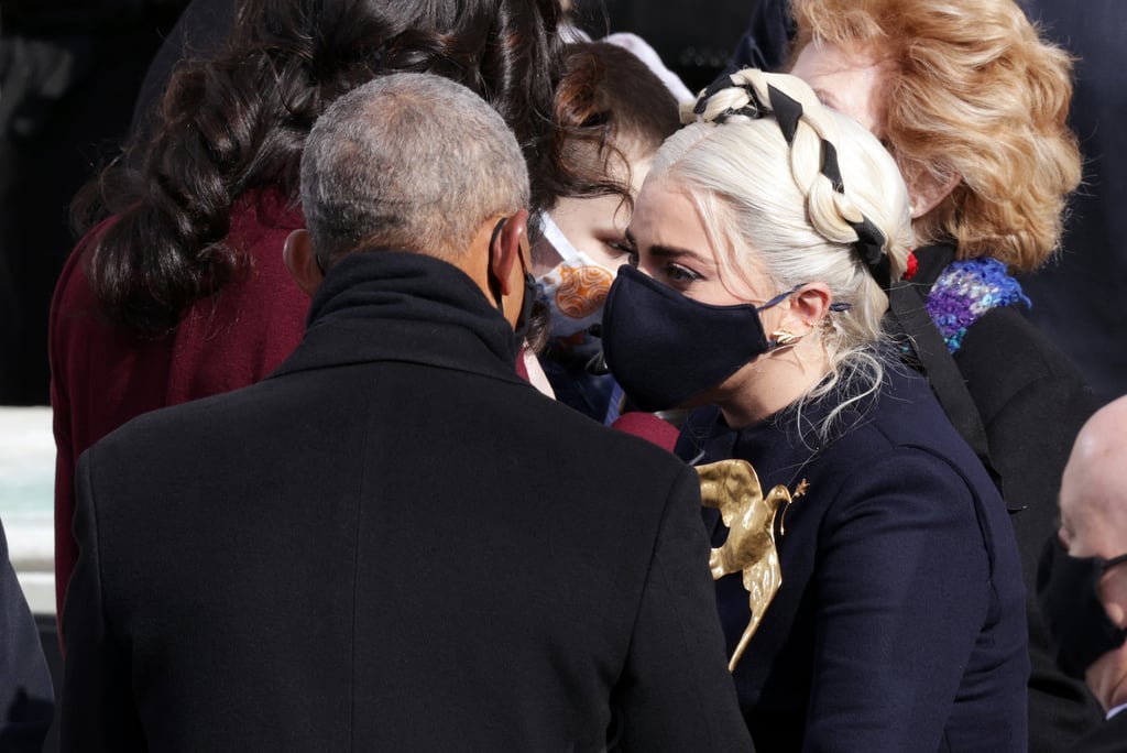 Barack Obama and Lady Gaga Hug and Chat at the Inauguration