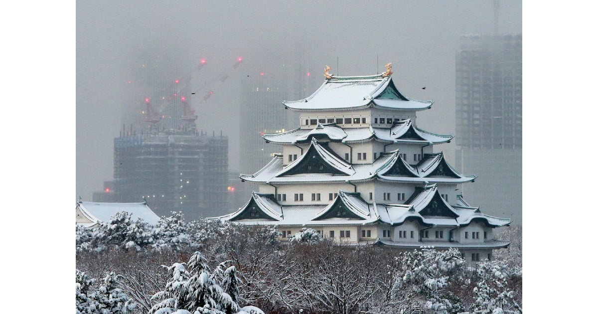 Snow covered Japan's Nagoya Castle. Winter Weather 2015 Pictures POPSUGAR Celebrity Photo 4