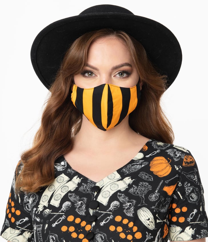 Orange and Black Stripe Face Mask | Halloween Cloth Face Masks ...