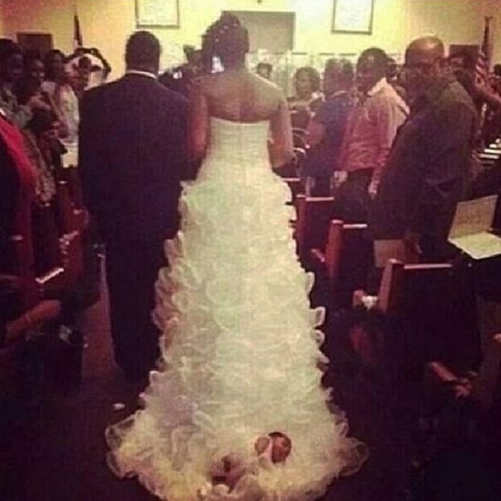 Mom Attaches Baby to Wedding Dress