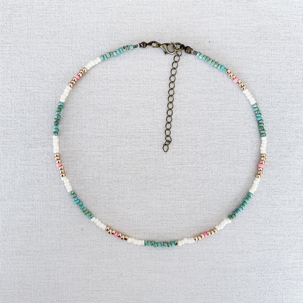 Colour-Block Beaded Choker Necklace