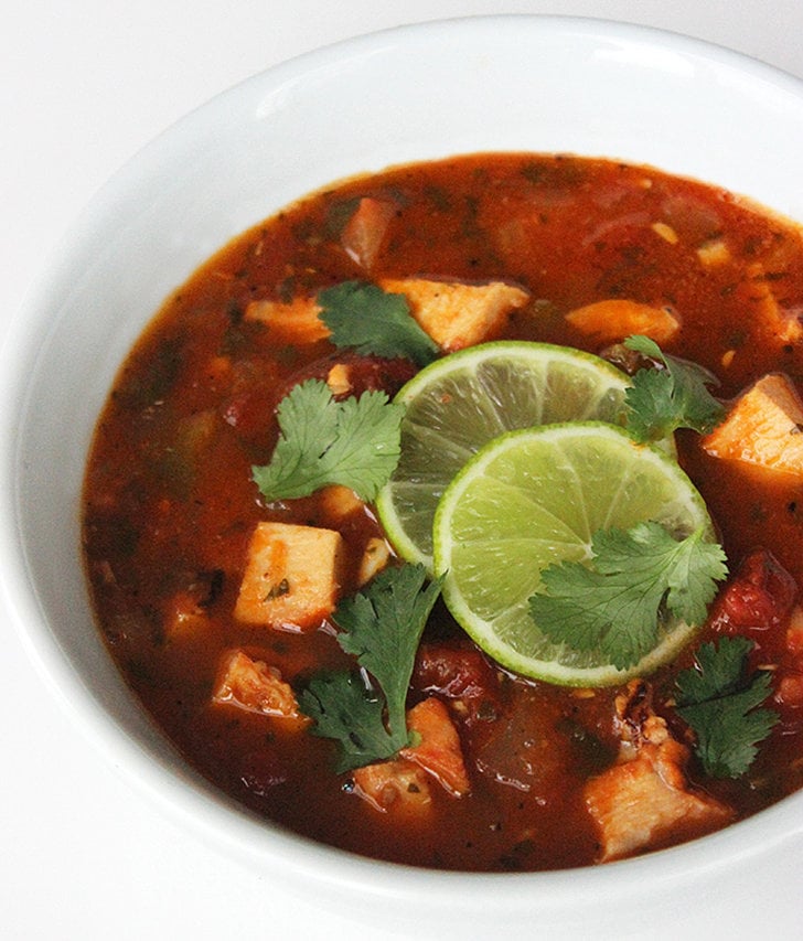 Southwestern Chicken Soup
Rotisserie chicken is a great shortcut to use when you’re tight on time. Michelle Dudash, RDN, and author of Clean Eating For Busy Families, relies on already-cooked chicken to whip up her Southwestern chicken soup in about 15 minutes. To make: in a large pot, combine 1 can drained black beans, 1/2 cup salsa, 4 cups chicken broth (reduced sodium, if possible), and 1 tablespoon Mexican or Southwest seasoning. Heat over high heat until it comes to a simmer, and then reduce heat. Meanwhile, shred the rotisserie chicken, and stir it into the pot. Heat through, about 5 minutes. Ladle into bowls, and serve with lime wedges, avocado, and cilantro. 
No-Fuss Veggie Burrito
Think you need fresh produce to make a meal? Think again. A recent study in the journal Nutrients found that people who used canned foods more frequently (more than six canned items per week) had healthier diets and higher intakes of 17 essential nutrients compared to those who use the least canned goods. LA registered dietitian Vandana Sheth, RD, turns to a few canned staples in her pantry to make family-friendly burritos. Here’s how: drain 1 can each of black beans and corn, place in a skillet with chopped onion, and season with Mexican or Southwestern spices, as desired. Once heated through, put a few spoonfuls of the bean and corn mixture in a whole-grain wrap or tortilla, and top with salsa, diced avocado, and fresh cilantro.