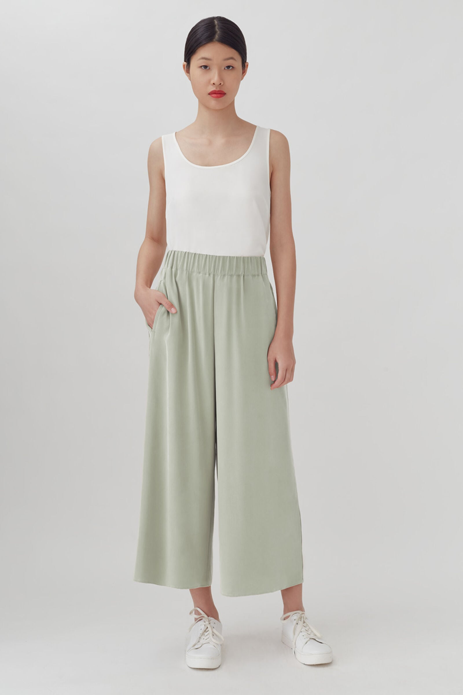 Cuyana Washable Silk Wide-Leg Cropped 