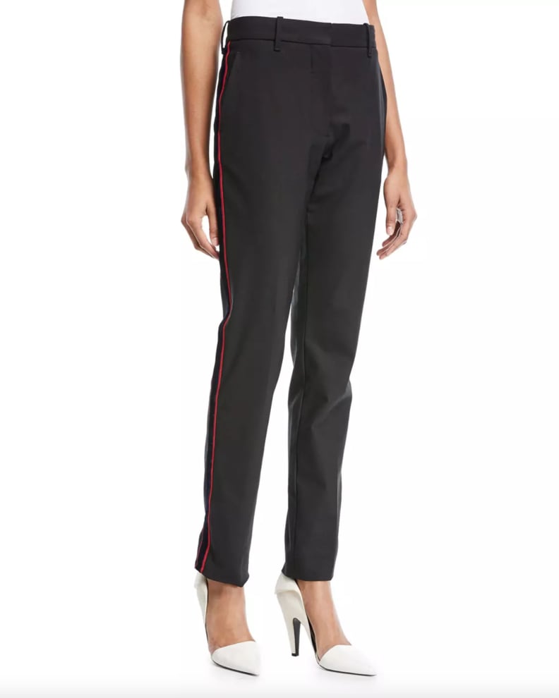 Calvin Klein Straight-Leg Wool Pants with Side Stripe