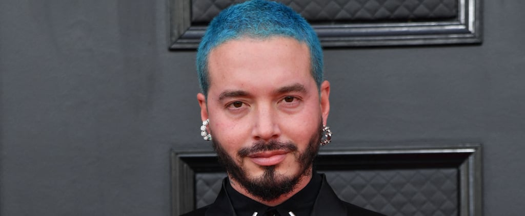 J Balvin Debuts Blue Hair Colour With Red Heart at Grammys