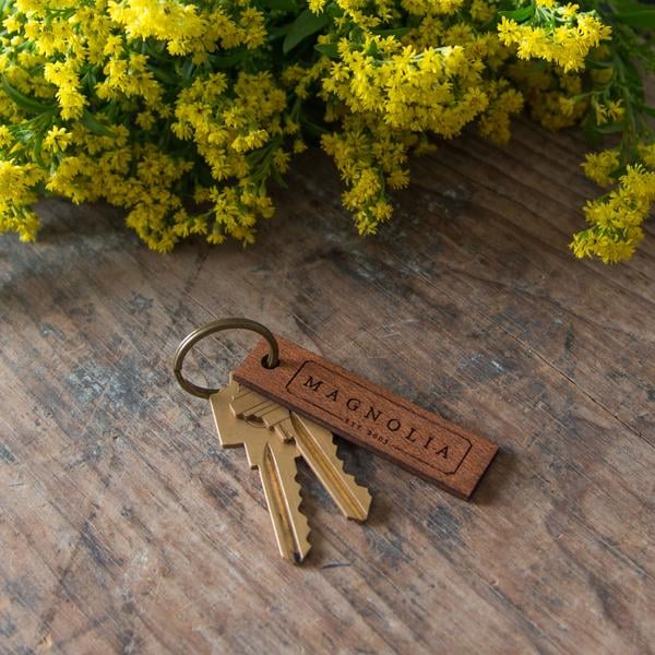 "Magnolia" Wooden Keychain
