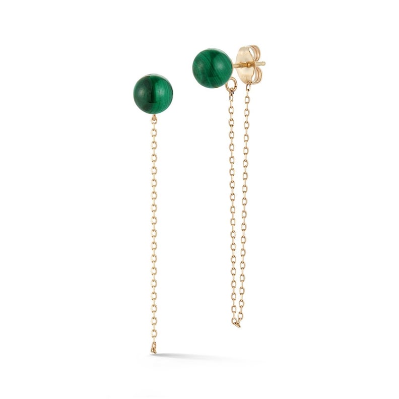 Our Pick: Mateo New York 14kt Gold Malachite Stud With Chain Drop Earrings