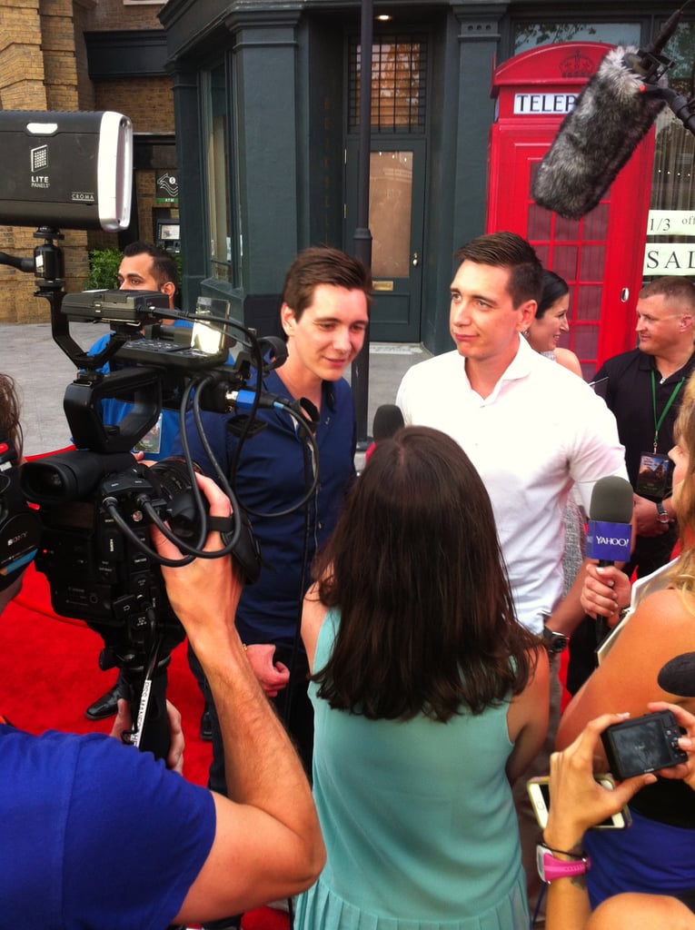 I got some blushing when I asked James (left) and Oliver Phelps about the best Harry Potter pickup lines they've heard.