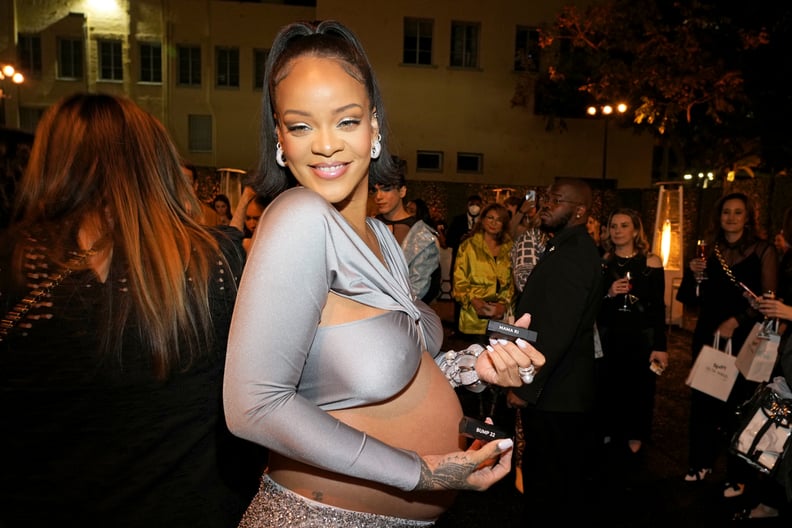 LOS ANGELES, CALIFORNIA - MARCH 12: Rihanna poses with engraved Fenty Beauty ICON Lipsticks as she celebrates the launch of Fenty Beauty at ULTA Beauty on March 12, 2022 in Los Angeles, California. (Photo by Kevin Mazur/Getty Images for Fenty Beauty by Ri