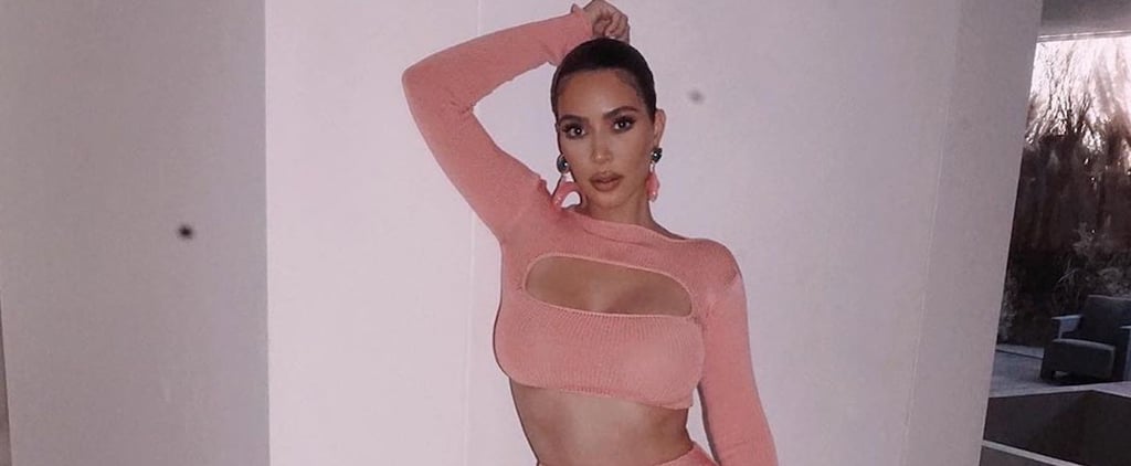 Kim Kardashian in a Crop Top, Miniskirt, and Clear Heels
